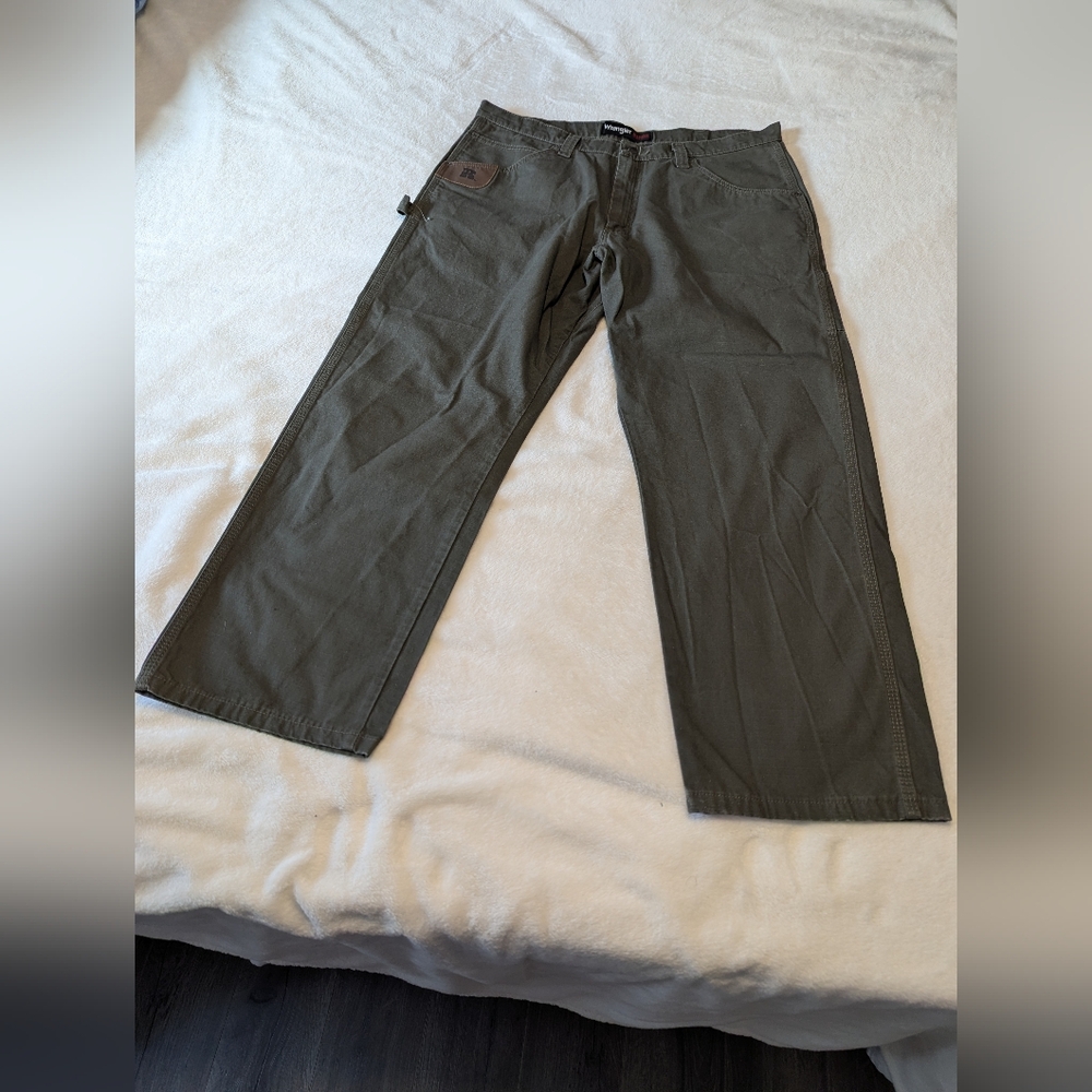 Wrangler Riggs Pants Mens 38x30 Olive Green Workwear Carpenter Ripstop Utility.
